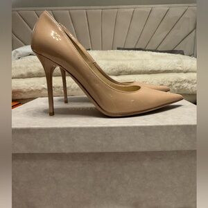 Jimmy Choo Abel Opat powder pink nude patent leather heels 36.5 pumps love 100